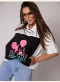 Bluza damska z krótkim rękawem Mickey - biała