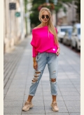Sweterek oversize Flamingo Me Gusta - różowy