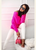Sweterek oversize Flamingo Me Gusta - różowy