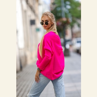 Sweterek oversize Flamingo Me Gusta - różowy