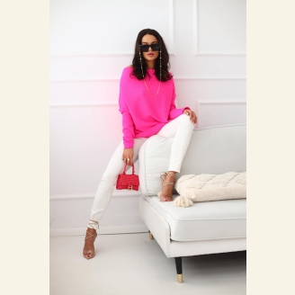 Sweterek oversize Flamingo Me Gusta - różowy